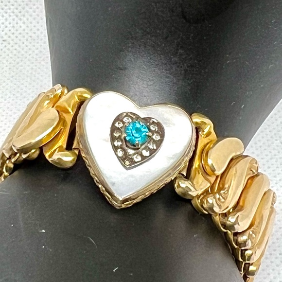 SOLD Vintage Sweetheart Bracelet B&N Bugnee & Niles Gold Filled Mother of Pearl - Picture 3 of 15